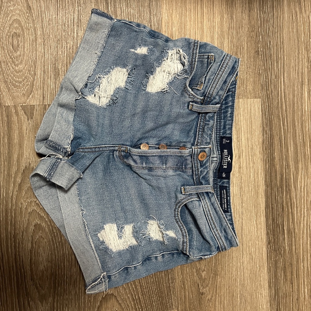 Hollister Light Blue Distressed Jean Shorts